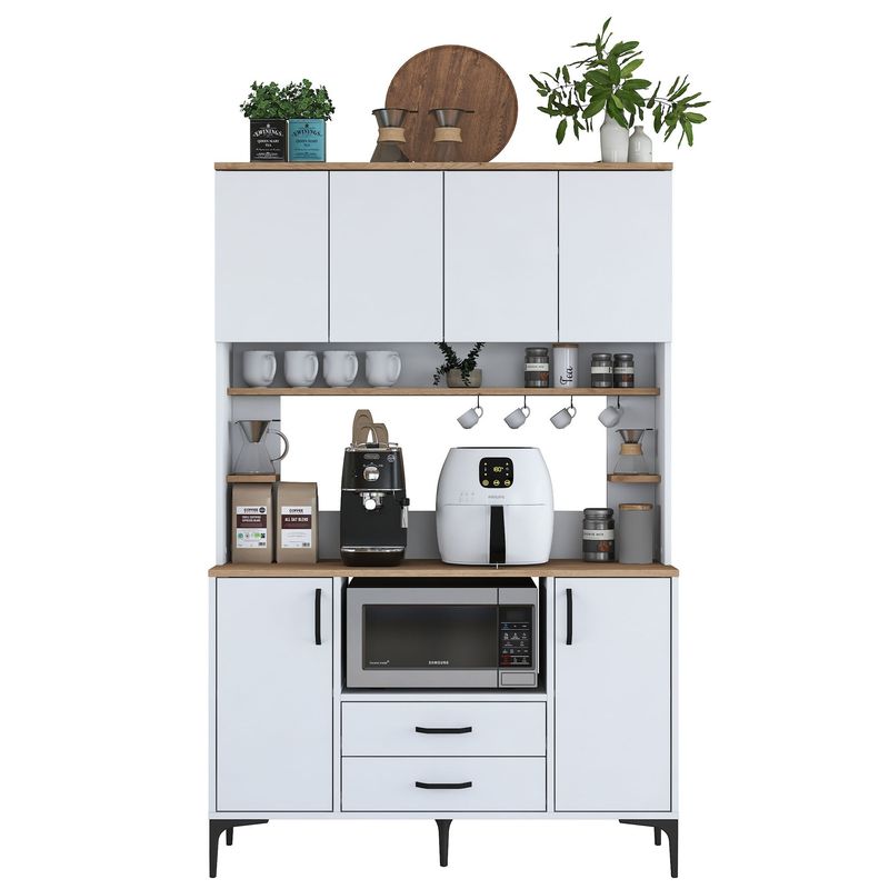 Casa si Gradina - Mobilier - Comode si corpuri - Corpuri bucatarie - Dulap multifunctional, Hanah Home, pal melaminat, alb si nuc, 120x40x184,2 cm - Infinity.ro