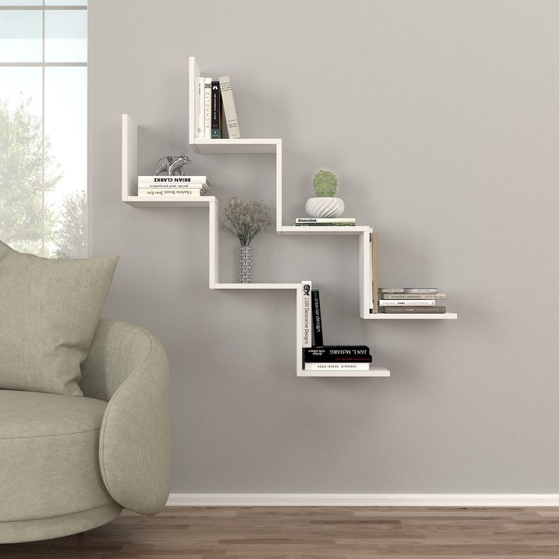 Casa si Gradina - Mobilier - Biblioteci si rafturi - Rafturi - Raft de perete, Hanah Home, pal melaminat, alb, 129x50x22 cm - Infinity.ro