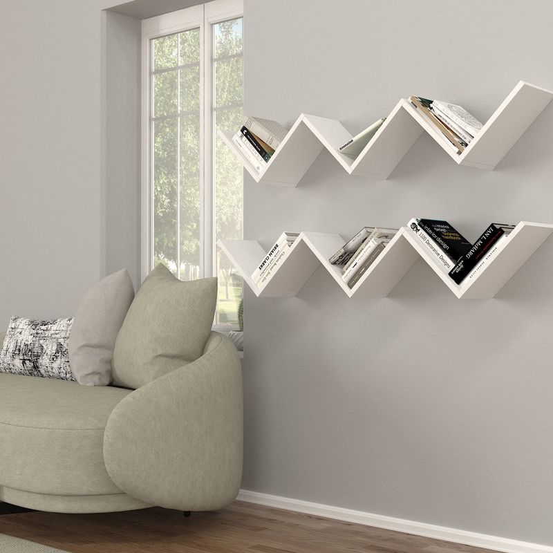Casa si Gradina - Mobilier - Biblioteci si rafturi - Rafturi - Raft de perete, Hanah Home, pal melaminat, alb, 129x50x22 cm - Infinity.ro