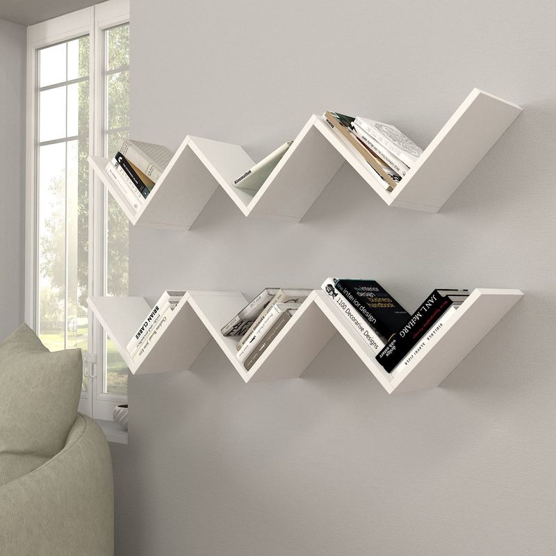 Casa si Gradina - Mobilier - Biblioteci si rafturi - Rafturi - Raft de perete, Hanah Home, pal melaminat, alb, 129x50x22 cm - Infinity.ro