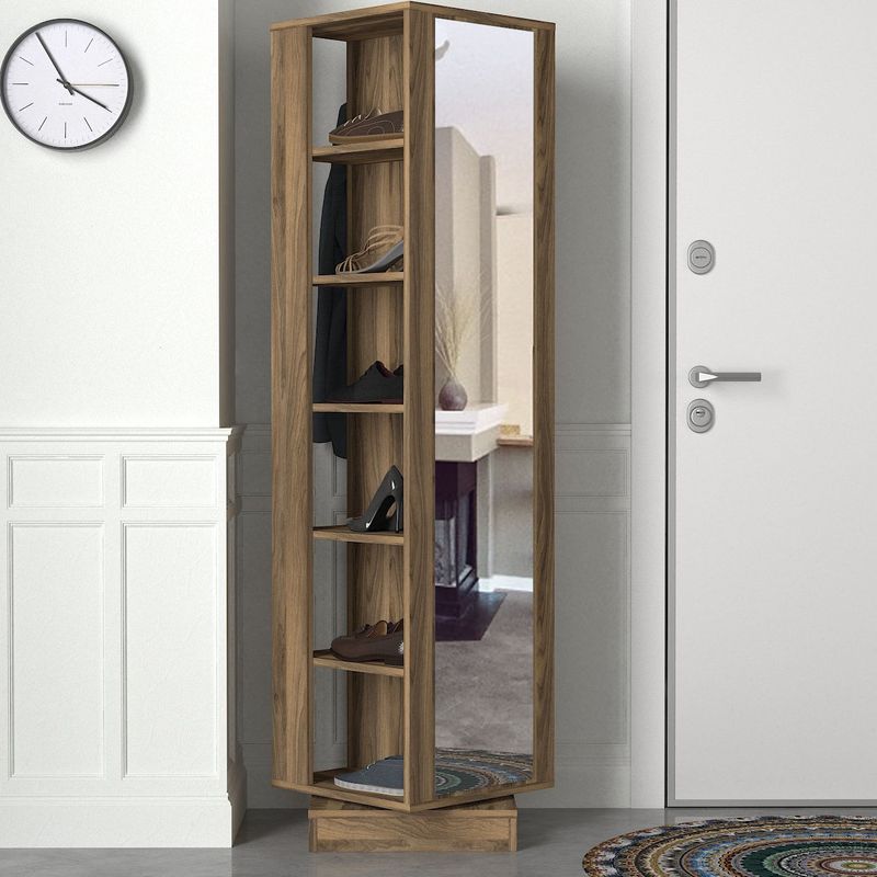 Casa si Gradina - Mobilier - Organizare si depozitare - Cuiere - Cuier, Hanah Home, panou aglomerat melaminat, nuc, 44.8x44.8x180 cm - Infinity.ro