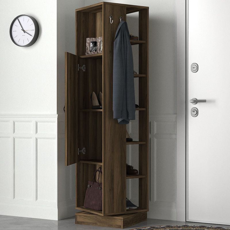 Casa si Gradina - Mobilier - Organizare si depozitare - Cuiere - Cuier, Hanah Home, panou aglomerat melaminat, nuc, 44.8x44.8x180 cm - Infinity.ro