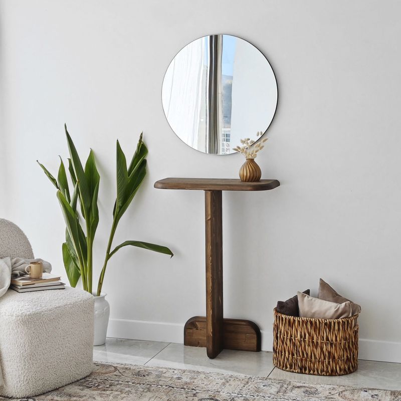 Casa si Gradina - Mobilier - Comode si corpuri - Console - Consola, Hanah Home, lemn masiv, nuc, 80x25x85 cm - Infinity.ro