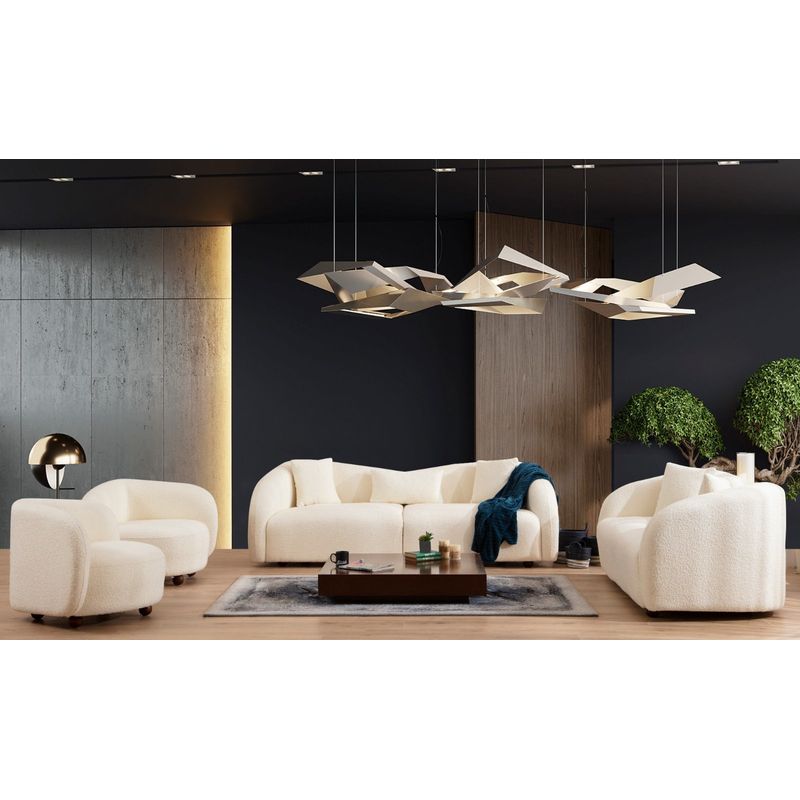 Casa si Gradina - Mobilier - Canapele si coltare - Canapele - Canapea 3 locuri, Hanah Home, lemn fag si pal, crem, 236x91x76 cm - Infinity.ro