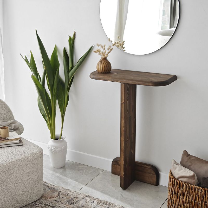 Casa si Gradina - Mobilier - Comode si corpuri - Console - Consola, Hanah Home, lemn masiv, nuc, 80x25x85 cm - Infinity.ro