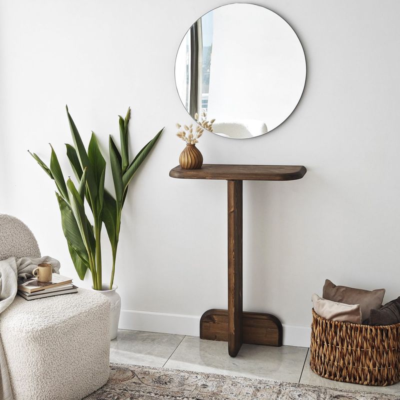 Casa si Gradina - Mobilier - Comode si corpuri - Console - Consola, Hanah Home, lemn masiv, nuc, 80x25x85 cm - Infinity.ro