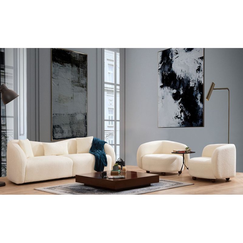 Casa si Gradina - Mobilier - Canapele si coltare - Canapele - Canapea 3 locuri, Hanah Home, lemn fag si pal, crem, 236x91x76 cm - Infinity.ro