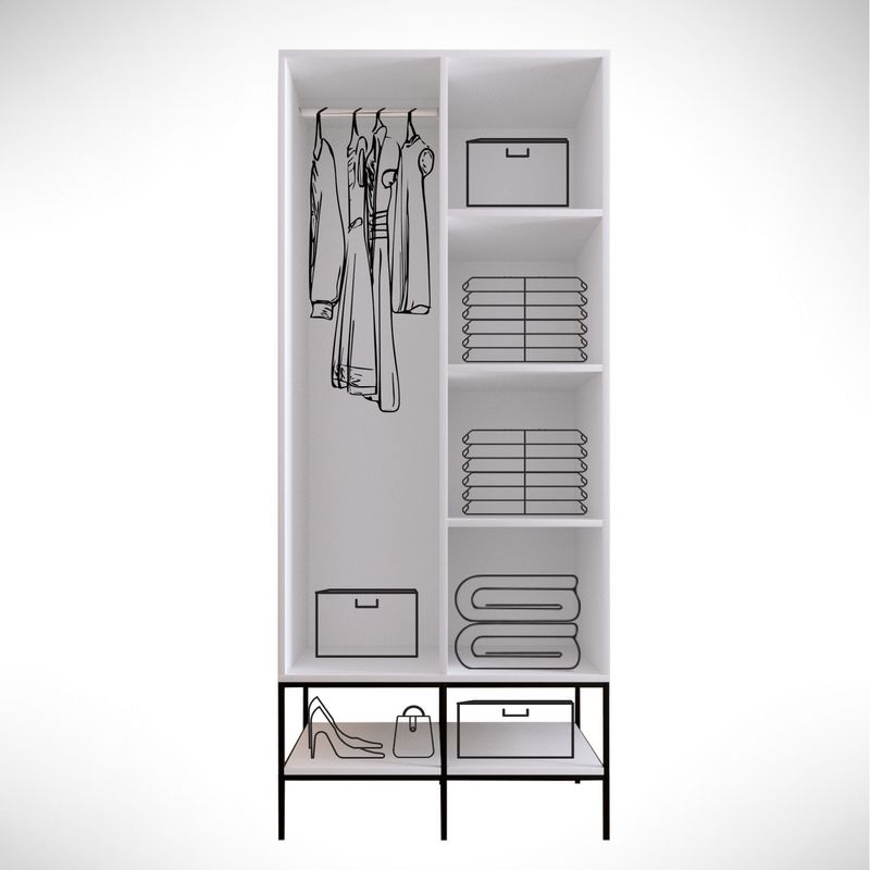 Casa si Gradina - Mobilier - Dulapuri si sifoniere - Sifoniere - Sifonier, Hanah Home, pal melaminat, alb negru auriu, 84x50x200 cm - Infinity.ro