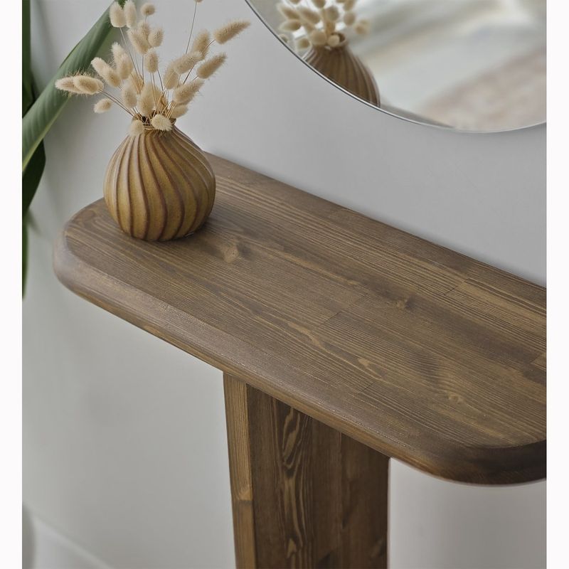 Casa si Gradina - Mobilier - Comode si corpuri - Console - Consola, Hanah Home, lemn masiv, nuc, 80x25x85 cm - Infinity.ro