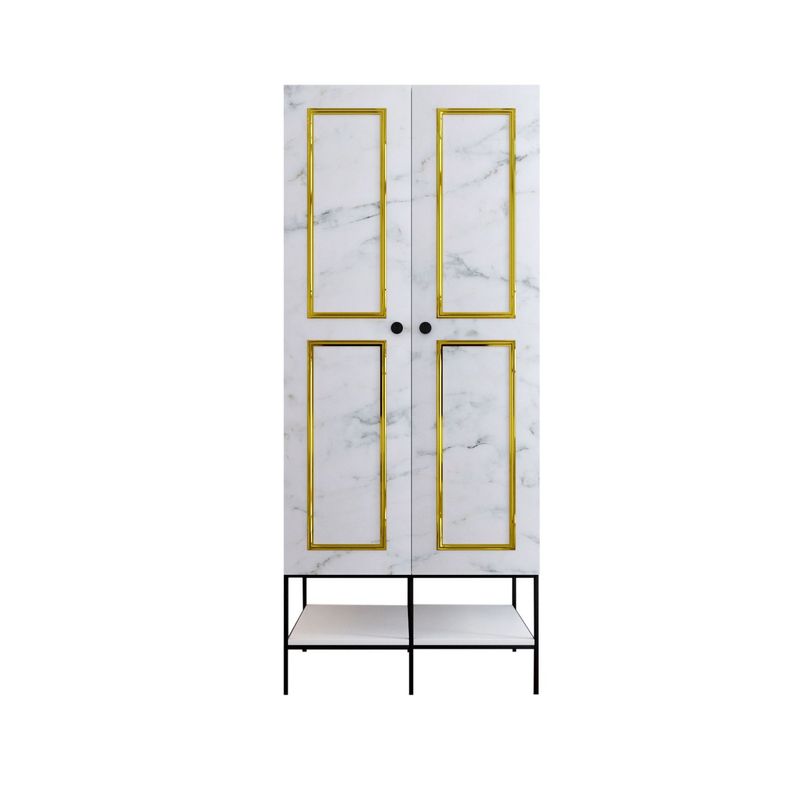 Casa si Gradina - Mobilier - Dulapuri si sifoniere - Sifoniere - Sifonier, Hanah Home, pal melaminat, alb negru auriu, 84x50x200 cm - Infinity.ro