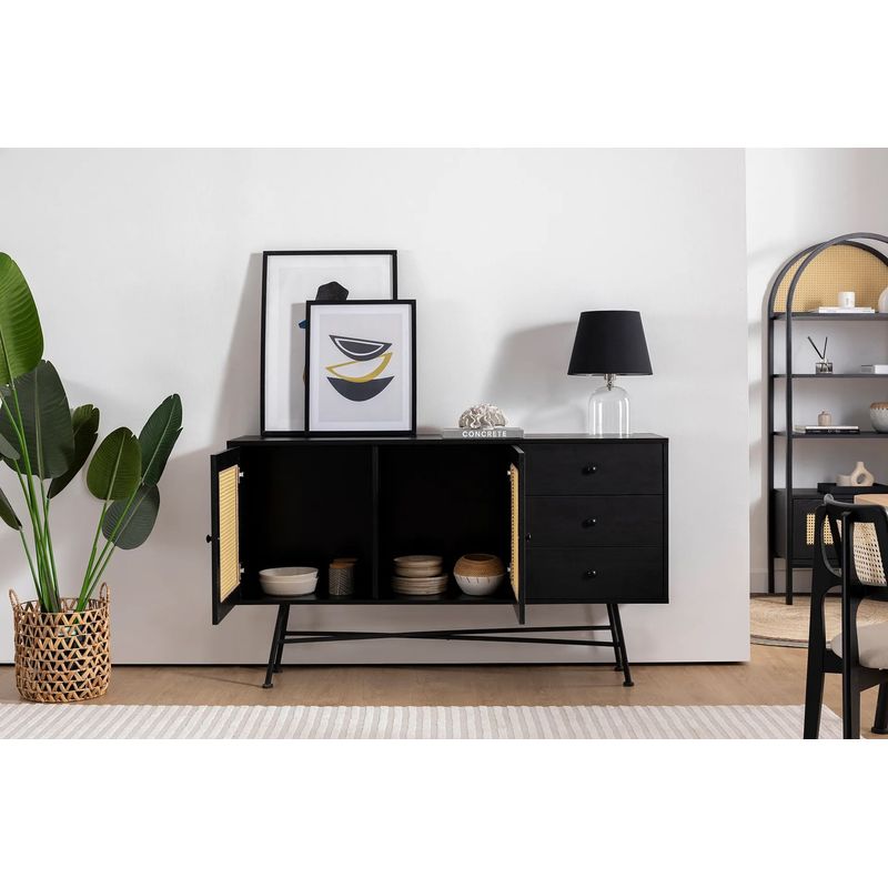 Casa si Gradina - Mobilier - Comode si corpuri - Console - Consola, Hanah Home, pal melaminat, negru, 160x40x90 cm - Infinity.ro