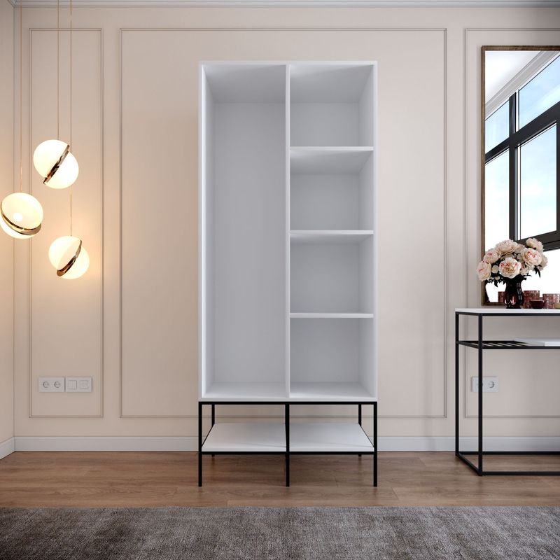 Casa si Gradina - Mobilier - Dulapuri si sifoniere - Sifoniere - Sifonier, Hanah Home, pal melaminat, alb negru auriu, 84x50x200 cm - Infinity.ro