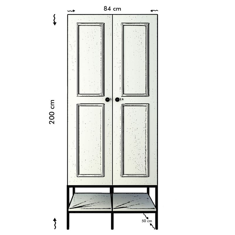 Casa si Gradina - Mobilier - Dulapuri si sifoniere - Sifoniere - Sifonier, Hanah Home, pal melaminat, alb negru auriu, 84x50x200 cm - Infinity.ro