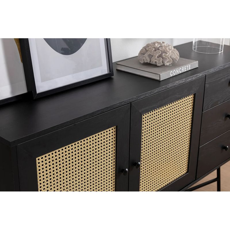 Casa si Gradina - Mobilier - Comode si corpuri - Console - Consola, Hanah Home, pal melaminat, negru, 160x40x90 cm - Infinity.ro