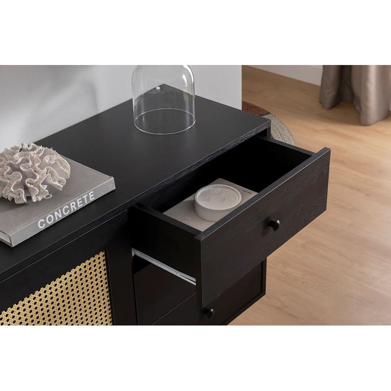 Casa si Gradina - Mobilier - Comode si corpuri - Console - Consola, Hanah Home, pal melaminat, negru, 160x40x90 cm - Infinity.ro