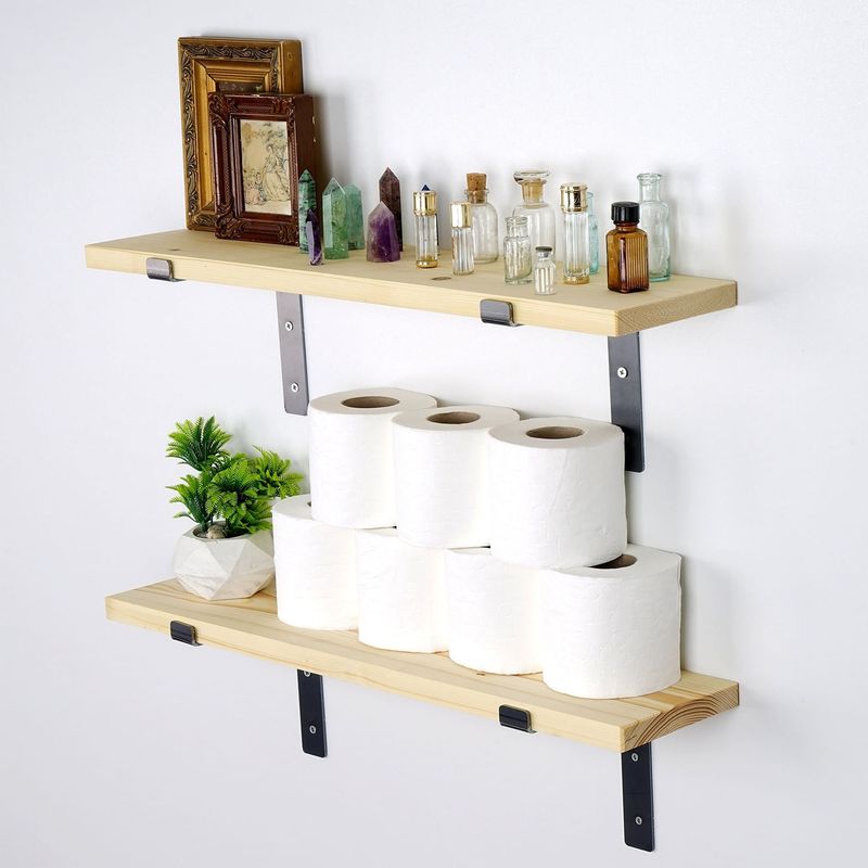 Casa si Gradina - Mobilier - Biblioteci si rafturi - Etajere - Etajera de perete, Hanah Home, lemn de molid, negru si nuc, 60x16x14 cm, 792EVL2802 - Infinity.ro