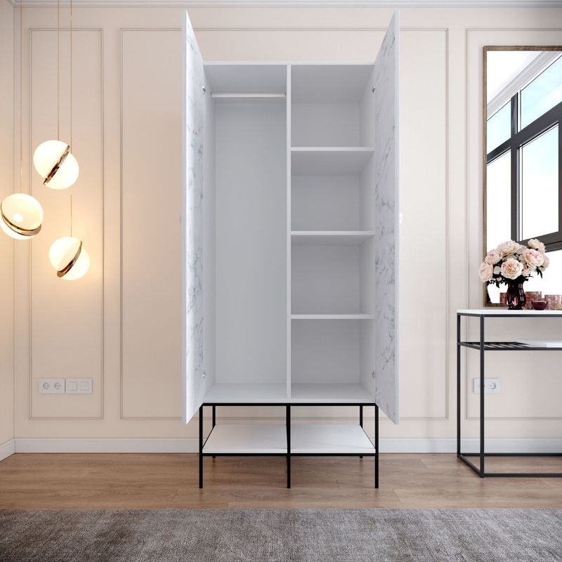 Casa si Gradina - Mobilier - Dulapuri si sifoniere - Sifoniere - Sifonier, Hanah Home, pal melaminat, alb negru auriu, 84x50x200 cm - Infinity.ro