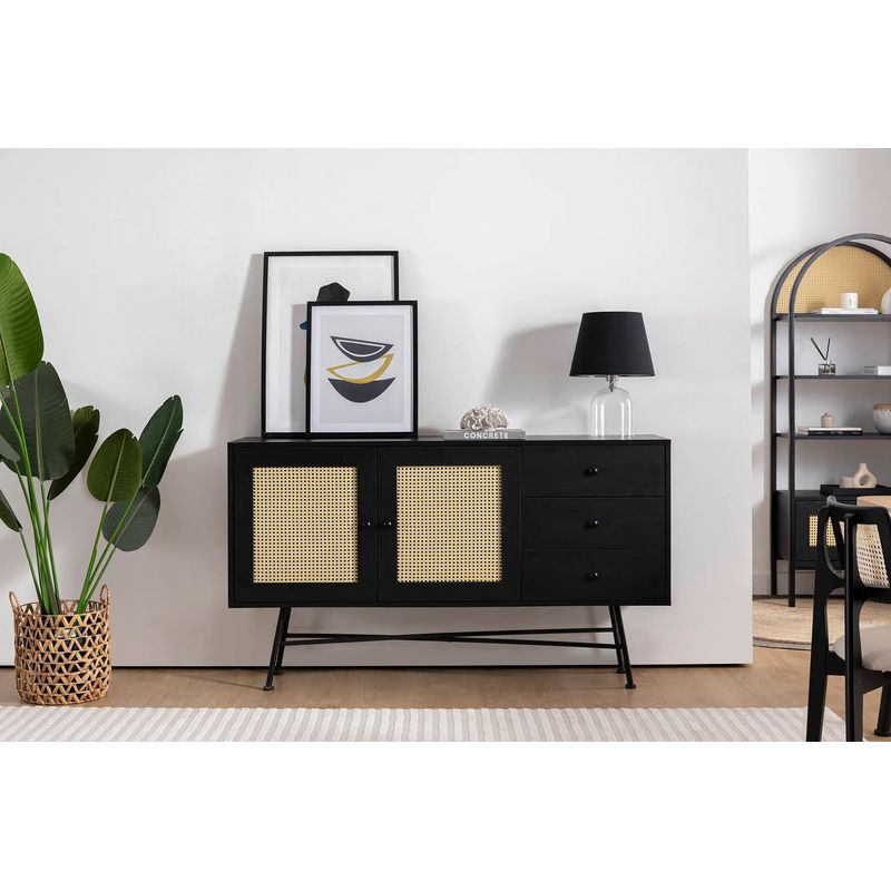 Casa si Gradina - Mobilier - Comode si corpuri - Console - Consola, Hanah Home, pal melaminat, negru, 160x40x90 cm - Infinity.ro