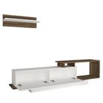 Casa si Gradina - Mobilier - Comode si corpuri - Comode - Comoda tv, Hanah Home, pal melaminat, alb si nuc, 180x45x29.6 cm - Infinity.ro