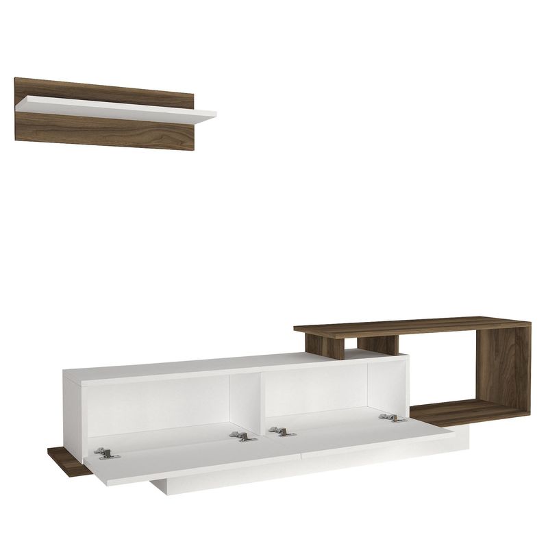 Casa si Gradina - Mobilier - Comode si corpuri - Comode - Comoda tv, Hanah Home, pal melaminat, alb si nuc, 180x45x29.6 cm - Infinity.ro
