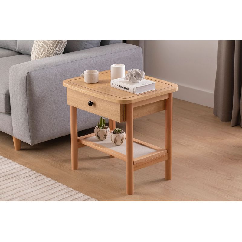 Casa si Gradina - Mobilier - Comode si corpuri - Noptiere - Noptiera, Hanah Home, mdf, natural lemn, 55x45x55 cm - Infinity.ro