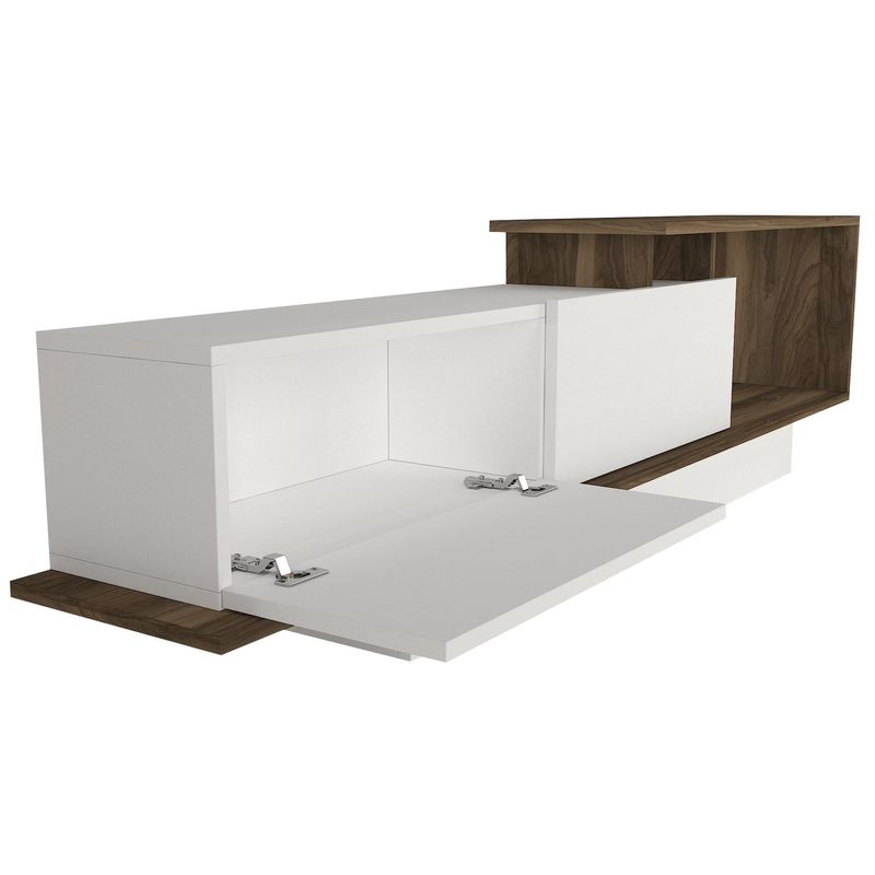 Casa si Gradina - Mobilier - Comode si corpuri - Comode - Comoda tv, Hanah Home, pal melaminat, alb si nuc, 180x45x29.6 cm - Infinity.ro