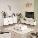 Casa si Gradina - Mobilier - Seturi de mobilier - Seturi living - Set mobilier living, Hanah Home, panou aglomerat melaminat, alb, picioare metalice - Infinity.ro