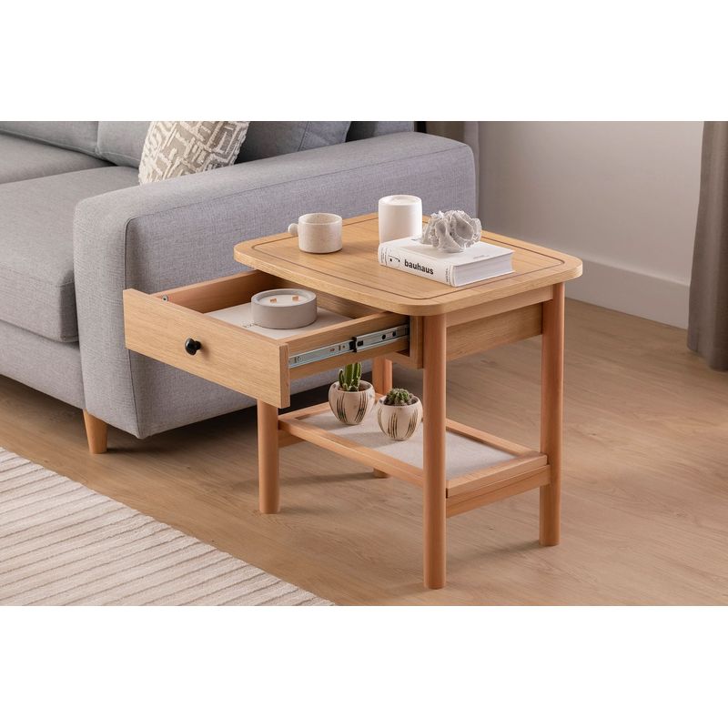 Casa si Gradina - Mobilier - Comode si corpuri - Noptiere - Noptiera, Hanah Home, mdf, natural lemn, 55x45x55 cm - Infinity.ro