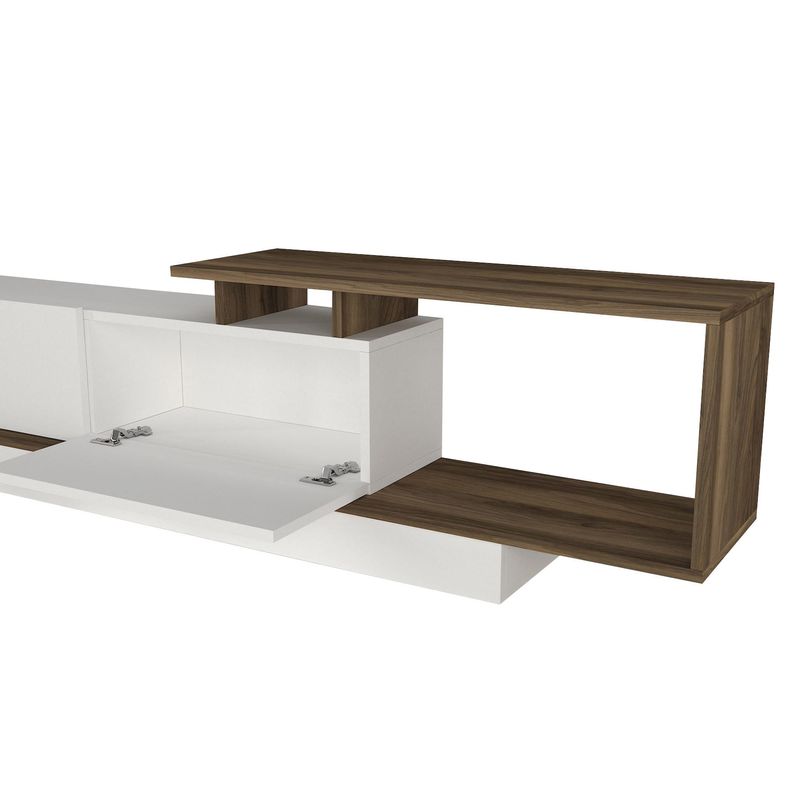 Casa si Gradina - Mobilier - Comode si corpuri - Comode - Comoda tv, Hanah Home, pal melaminat, alb si nuc, 180x45x29.6 cm - Infinity.ro