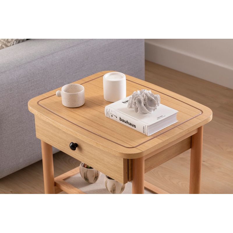 Casa si Gradina - Mobilier - Comode si corpuri - Noptiere - Noptiera, Hanah Home, mdf, natural lemn, 55x45x55 cm - Infinity.ro