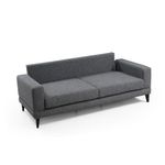 Casa si Gradina - Mobilier - Canapele si coltare - Canapele - Canapea extensibila 3 locuri, Hanah Home, cadru lemn fag si PAL, gri inchis, 210x90x85 cm - Infinity.ro