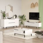Casa si Gradina - Mobilier - Seturi de mobilier - Seturi living - Set mobilier living, Hanah Home, panou aglomerat melaminat, alb, picioare metalice - Infinity.ro