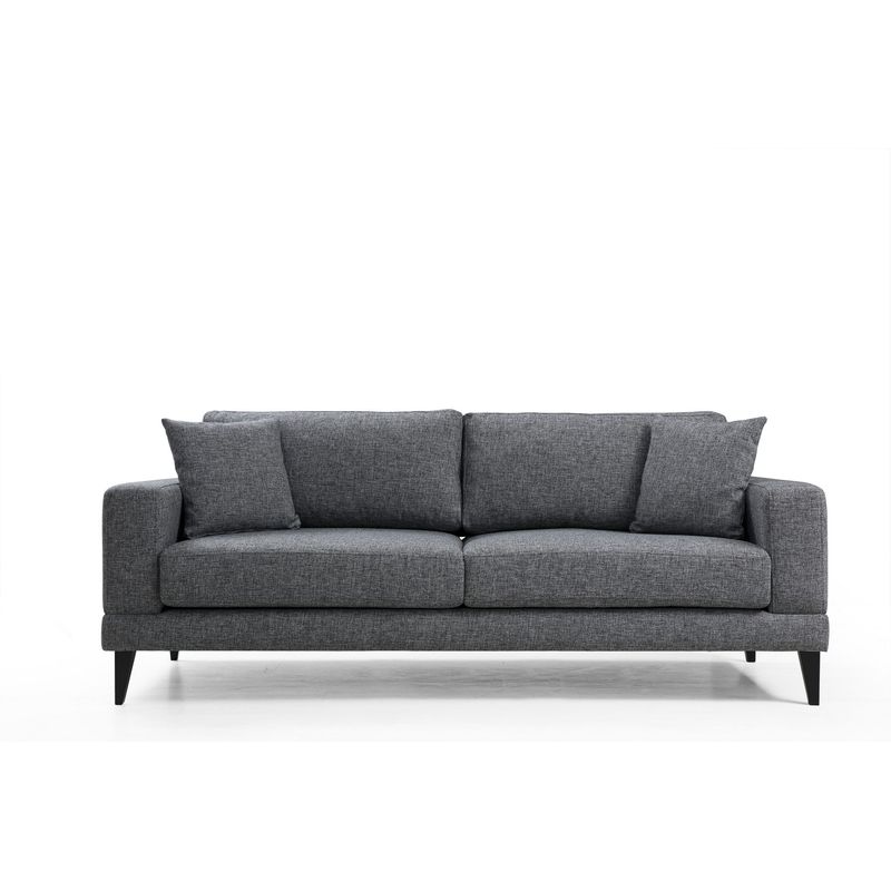 Casa si Gradina - Mobilier - Canapele si coltare - Canapele - Canapea extensibila 3 locuri, Hanah Home, cadru lemn fag si PAL, gri inchis, 210x90x85 cm - Infinity.ro