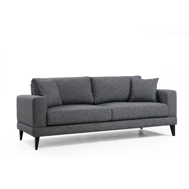 Casa si Gradina - Mobilier - Canapele si coltare - Canapele - Canapea extensibila 3 locuri, Hanah Home, cadru lemn fag si PAL, gri inchis, 210x90x85 cm - Infinity.ro