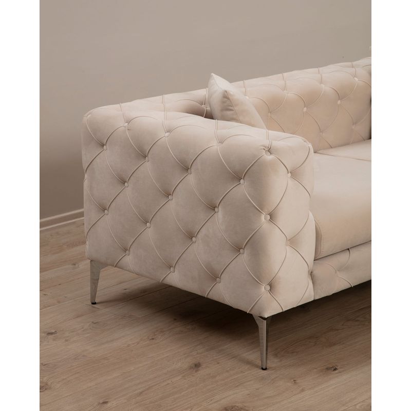 Casa si Gradina - Mobilier - Canapele si coltare - Canapele - Canapea 3 locuri, Hanah Home, poliester, ecru, 237x90x70 cm - Infinity.ro