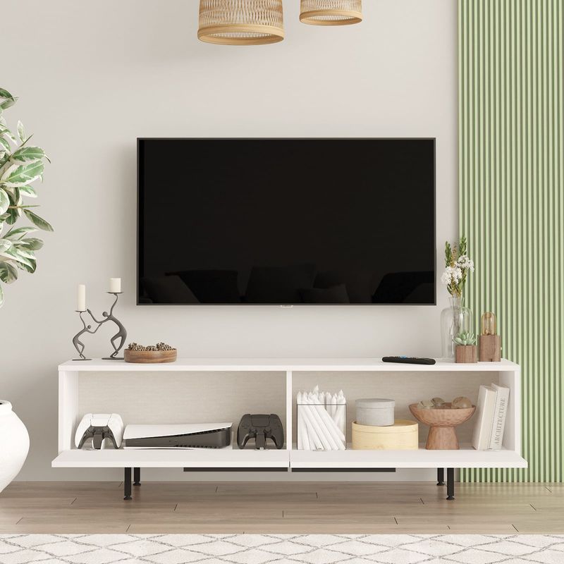 Casa si Gradina - Mobilier - Seturi de mobilier - Seturi living - Set mobilier living, Hanah Home, panou aglomerat melaminat, alb, picioare metalice - Infinity.ro
