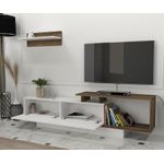 Casa si Gradina - Mobilier - Comode si corpuri - Comode - Comoda tv, Hanah Home, pal melaminat, alb si nuc, 180x45x29.6 cm - Infinity.ro