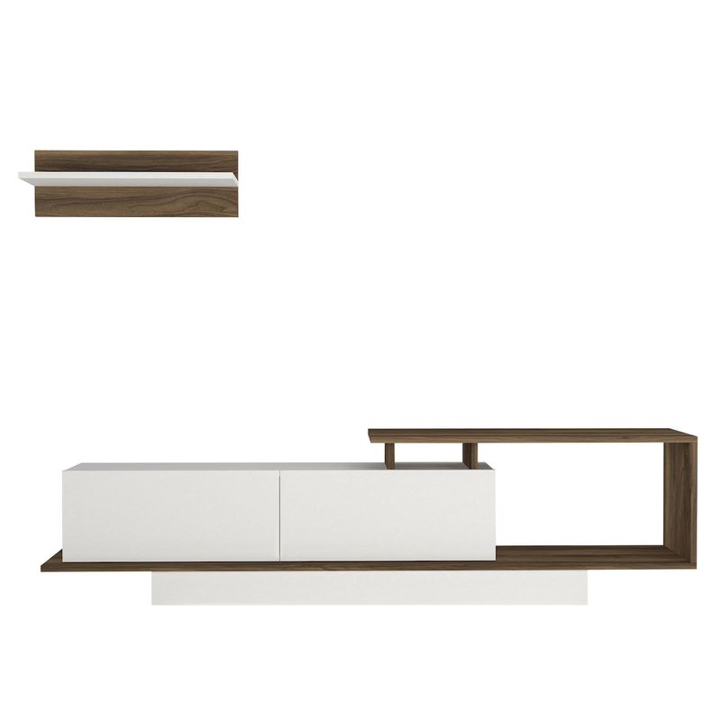 Casa si Gradina - Mobilier - Comode si corpuri - Comode - Comoda tv, Hanah Home, pal melaminat, alb si nuc, 180x45x29.6 cm - Infinity.ro