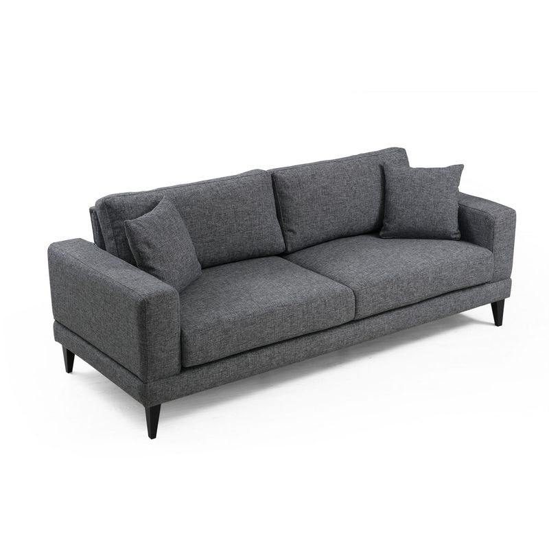 Casa si Gradina - Mobilier - Canapele si coltare - Canapele - Canapea extensibila 3 locuri, Hanah Home, cadru lemn fag si PAL, gri inchis, 210x90x85 cm - Infinity.ro