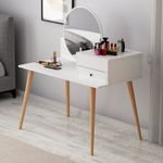 Casa si Gradina - Mobilier - Comode si corpuri - Masute de toaleta - Masa de machiaj, Hanah Home, panou de particule melaminat, alb, 120x60x96 cm - Infinity.ro