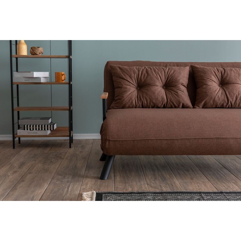 Casa si Gradina - Mobilier - Canapele si coltare - Canapele - Canapea extensibila, Hanah Home, stofa in, maro deschis, 175x133 cm - Infinity.ro
