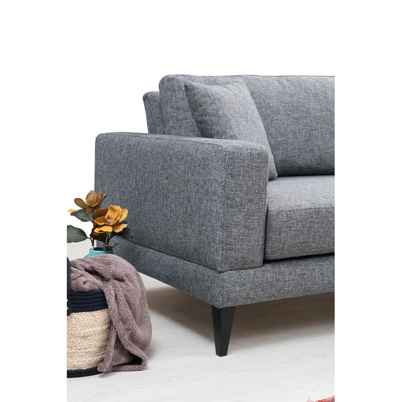 Casa si Gradina - Mobilier - Canapele si coltare - Canapele - Canapea extensibila 3 locuri, Hanah Home, cadru lemn fag si PAL, gri inchis, 210x90x85 cm - Infinity.ro
