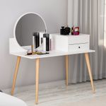 Casa si Gradina - Mobilier - Comode si corpuri - Masute de toaleta - Masa de machiaj, Hanah Home, panou de particule melaminat, alb, 120x60x96 cm - Infinity.ro