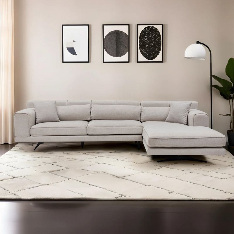Casa si Gradina - Mobilier - Canapele si coltare - Coltare - Coltar, Hanah Home, lemn fag si pal, bej, 308x198x100 cm - Infinity.ro