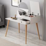 Casa si Gradina - Mobilier - Comode si corpuri - Masute de toaleta - Masa de machiaj, Hanah Home, panou de particule melaminat, alb, 120x60x96 cm - Infinity.ro