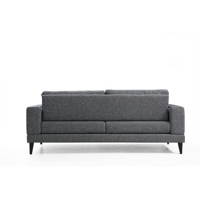 Casa si Gradina - Mobilier - Canapele si coltare - Canapele - Canapea extensibila 3 locuri, Hanah Home, cadru lemn fag si PAL, gri inchis, 210x90x85 cm - Infinity.ro