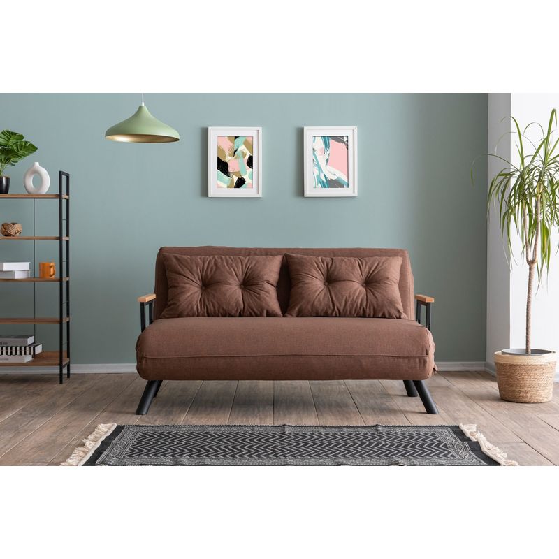 Casa si Gradina - Mobilier - Canapele si coltare - Canapele - Canapea extensibila, Hanah Home, stofa in, maro deschis, 175x133 cm - Infinity.ro