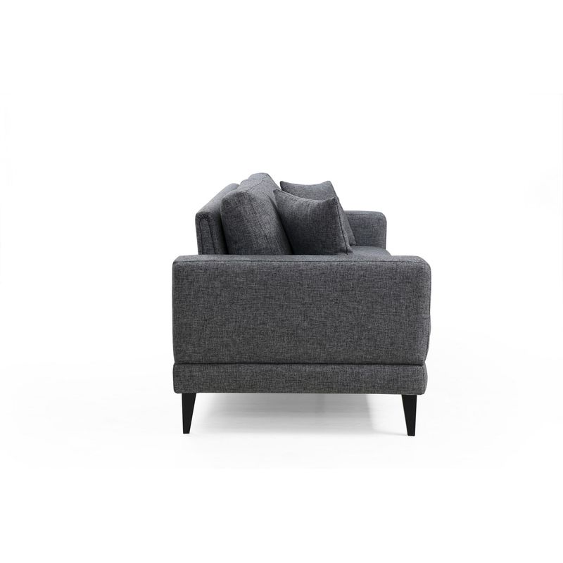 Casa si Gradina - Mobilier - Canapele si coltare - Canapele - Canapea extensibila 3 locuri, Hanah Home, cadru lemn fag si PAL, gri inchis, 210x90x85 cm - Infinity.ro
