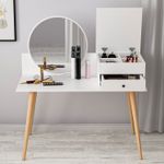 Casa si Gradina - Mobilier - Comode si corpuri - Masute de toaleta - Masa de machiaj, Hanah Home, panou de particule melaminat, alb, 120x60x96 cm - Infinity.ro