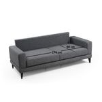Casa si Gradina - Mobilier - Canapele si coltare - Canapele - Canapea extensibila 3 locuri, Hanah Home, cadru lemn fag si PAL, gri inchis, 210x90x85 cm - Infinity.ro